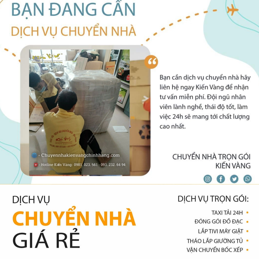 Dịch vụ chuyển nhà chuyên nghiệp Hà Nội trọn gói giá rẻ Kiến Vàng 1